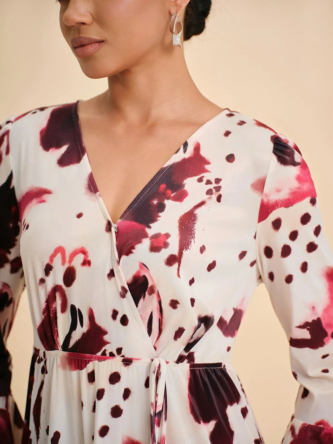 Stretch Velvet Abstract Floral Tiered Maxi Dress