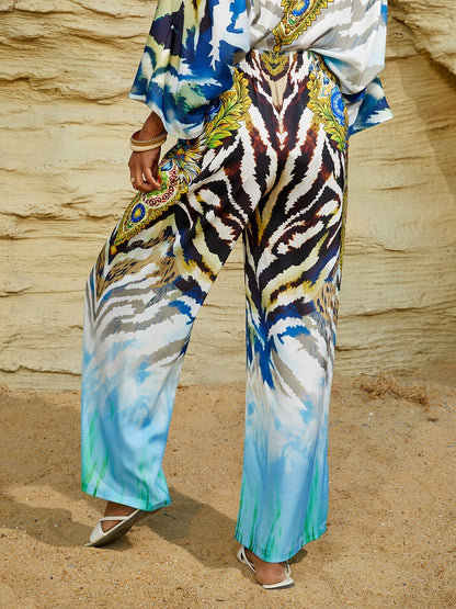 Vintage Jewelry Silky Satin Straight Leg Pants