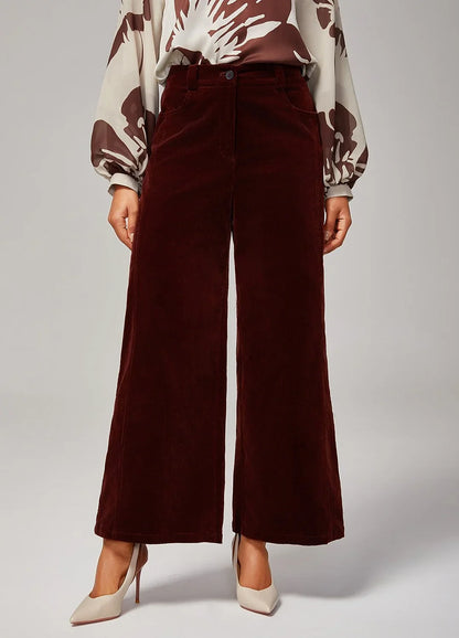 Reddish Brown Corduroy Straight Leg Pants