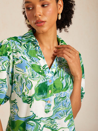 Graphic Art Mustang Linen Look Midi Dress