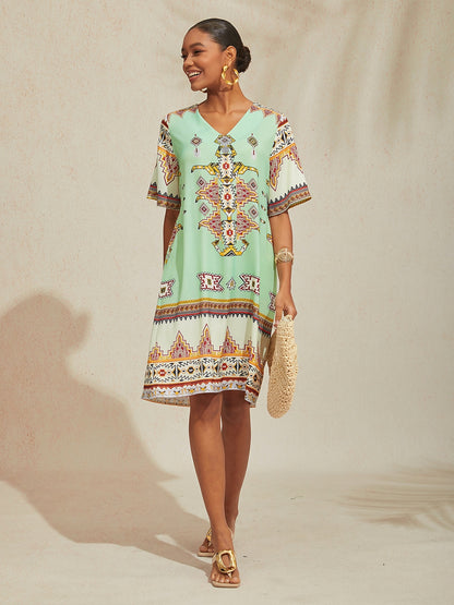 Dream Village Seidiges Satin-Blumenkleid