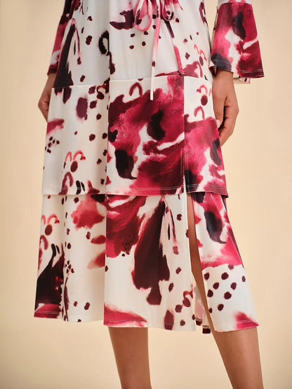 Stretch Velvet Abstract Floral Tiered Maxi Dress