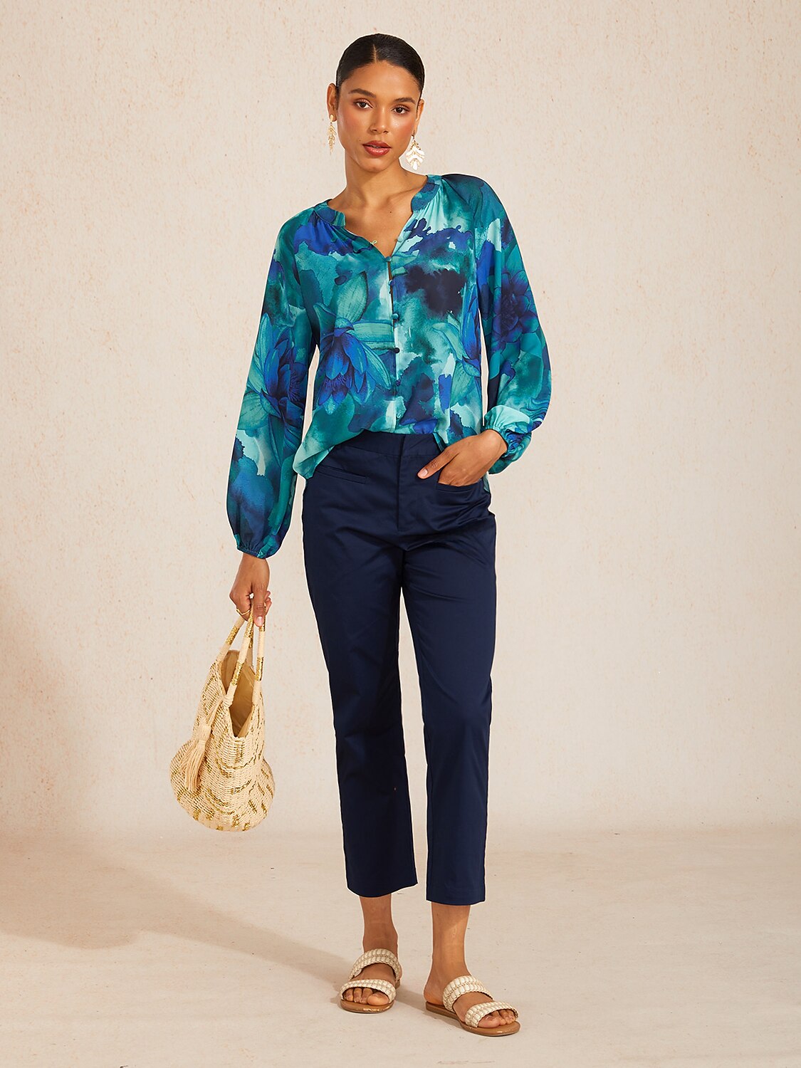 Micro Stretch Fine Twill Cropped Slim Pants