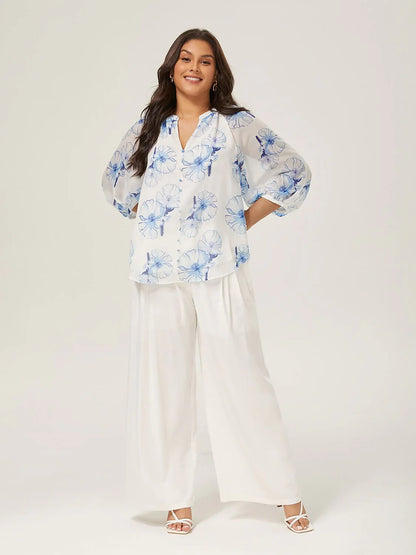 Breathable Linen Off-White Wide-Leg Pants