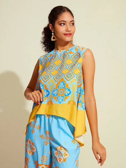 Camisole Satin Ethnic Print Boho Tank Top