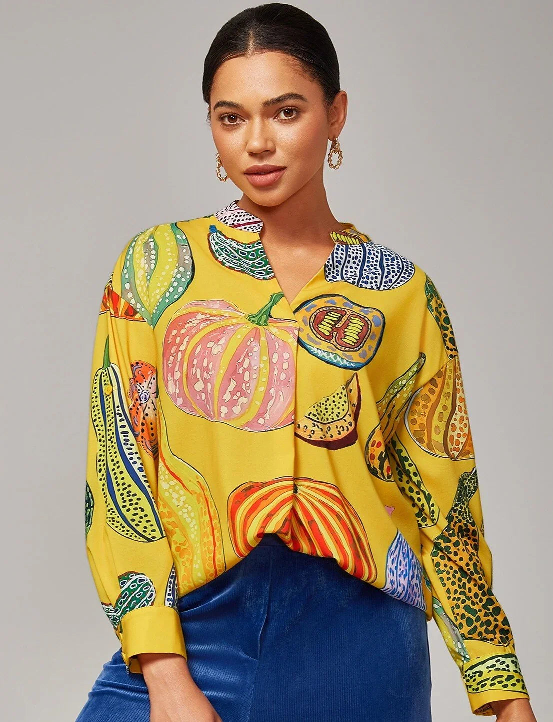 Casual Drop Shoulder Stand Collar Shirt