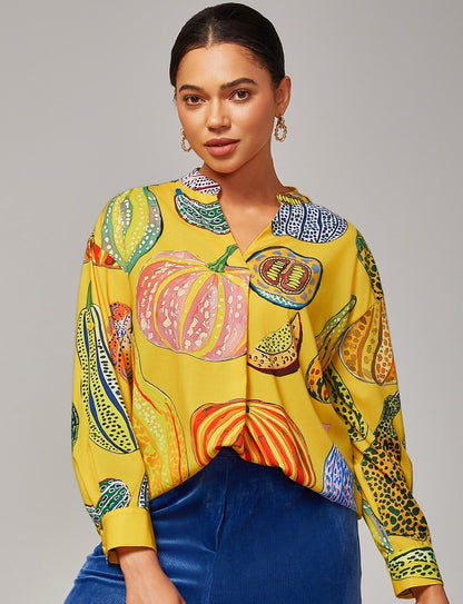 Casual Drop Shoulder Stand Collar Shirt