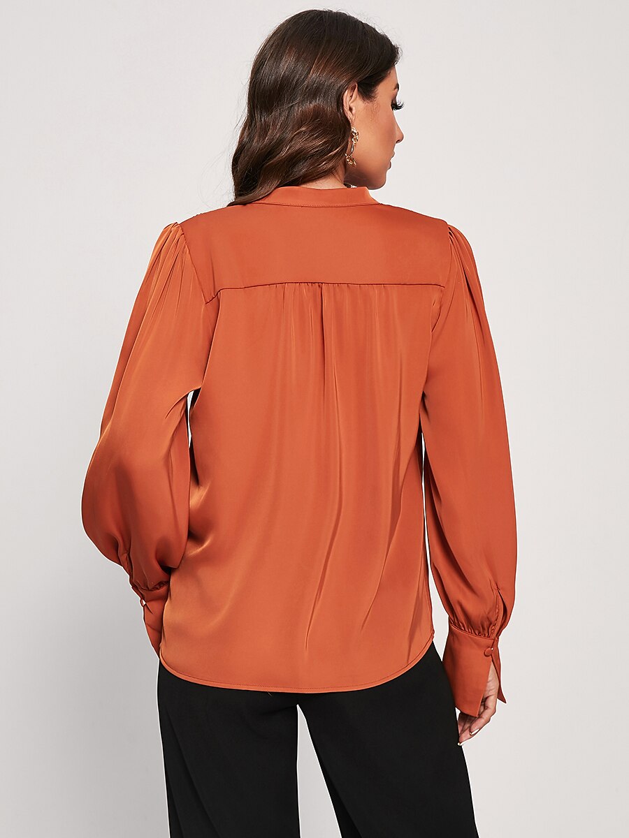 Vacation Silky Satin Simple Blouse