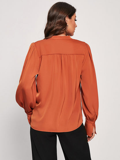 Vacation Silky Satin Simple Blouse
