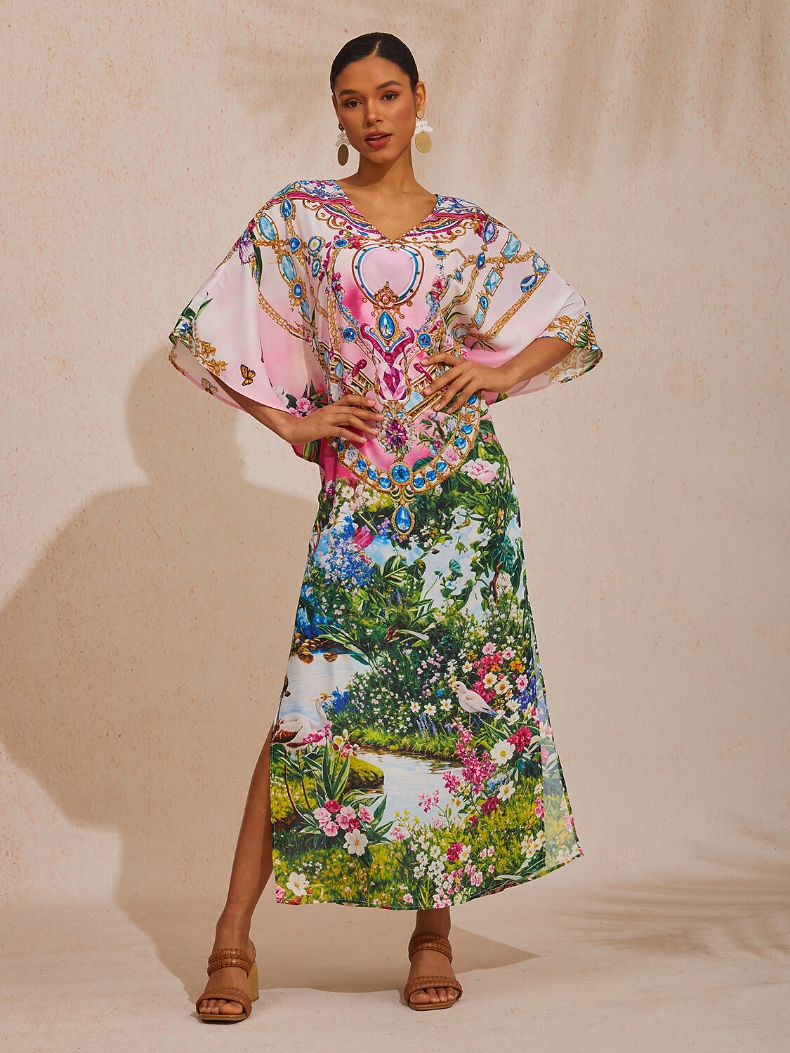 Gradient Tiger Flowy Chiffon Maxi Dress