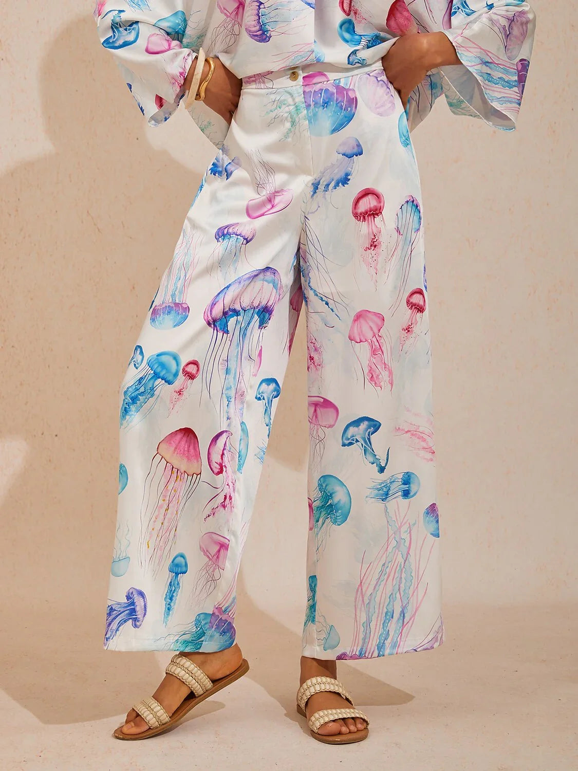 ADOR Ethereal Medusa Silky Satin Flowy Trousers