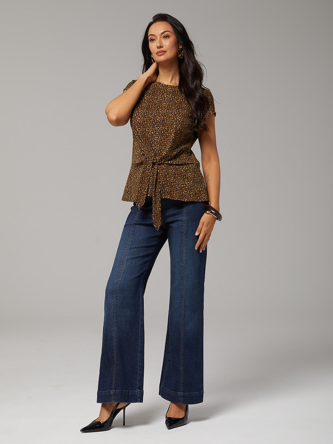 Leopard Print Twist Design All-cotton Top