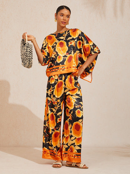 Sun Ember Silky Satin batwing Top
