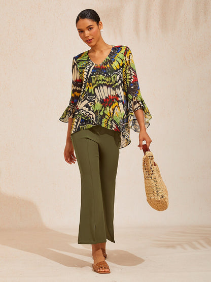 Jungle Butterfly Flowy Chiffon Blouse