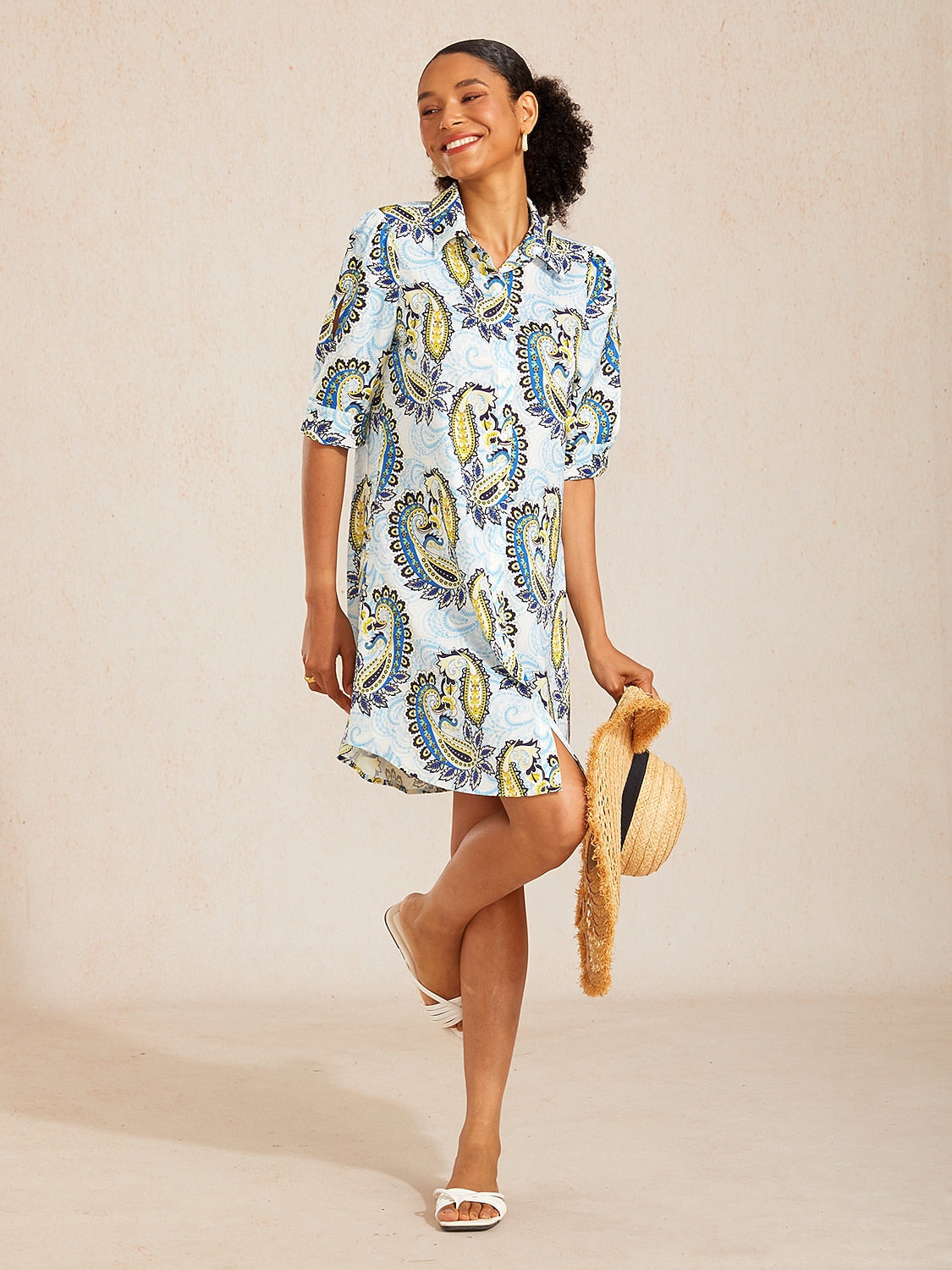 Jungle Wild Party Silky Satin Straight Shirt Dress