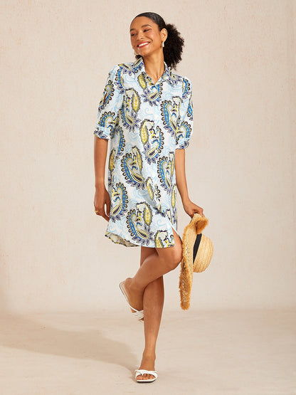 Jungle Wild Party Silky Satin Straight Shirt Dress