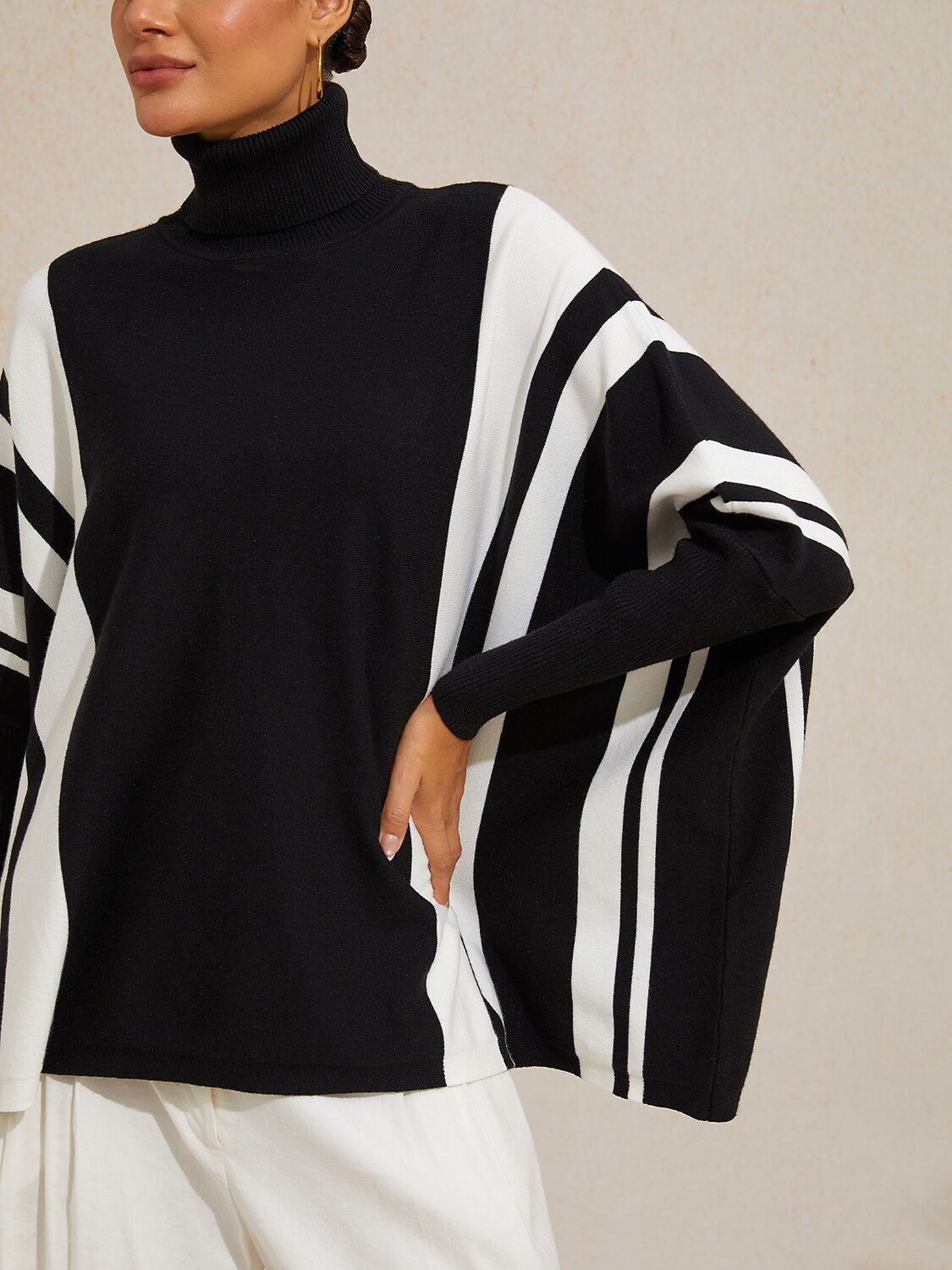 Ribbed Knit Turtleneck Sweater