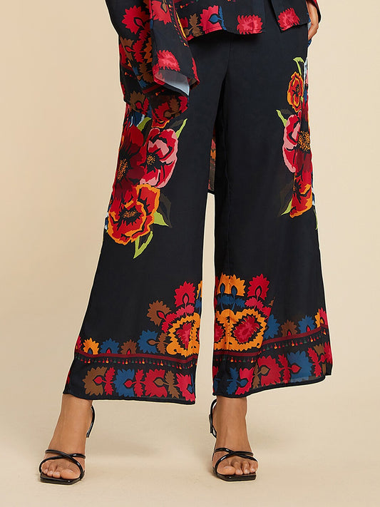 Chiffon Floral Print Elasticated Waistband Pants