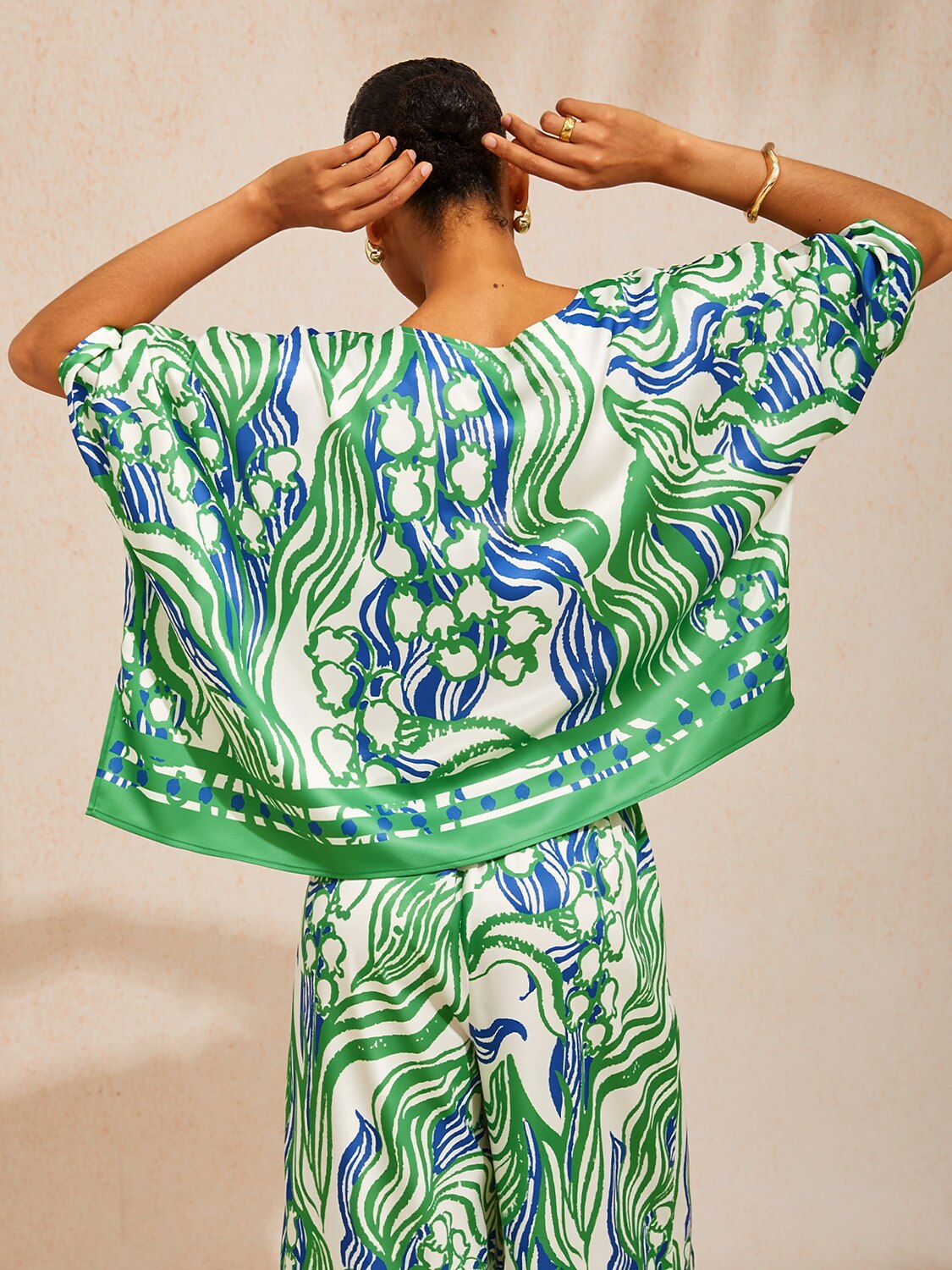 Pink Jungle Flora Silky Satin Top