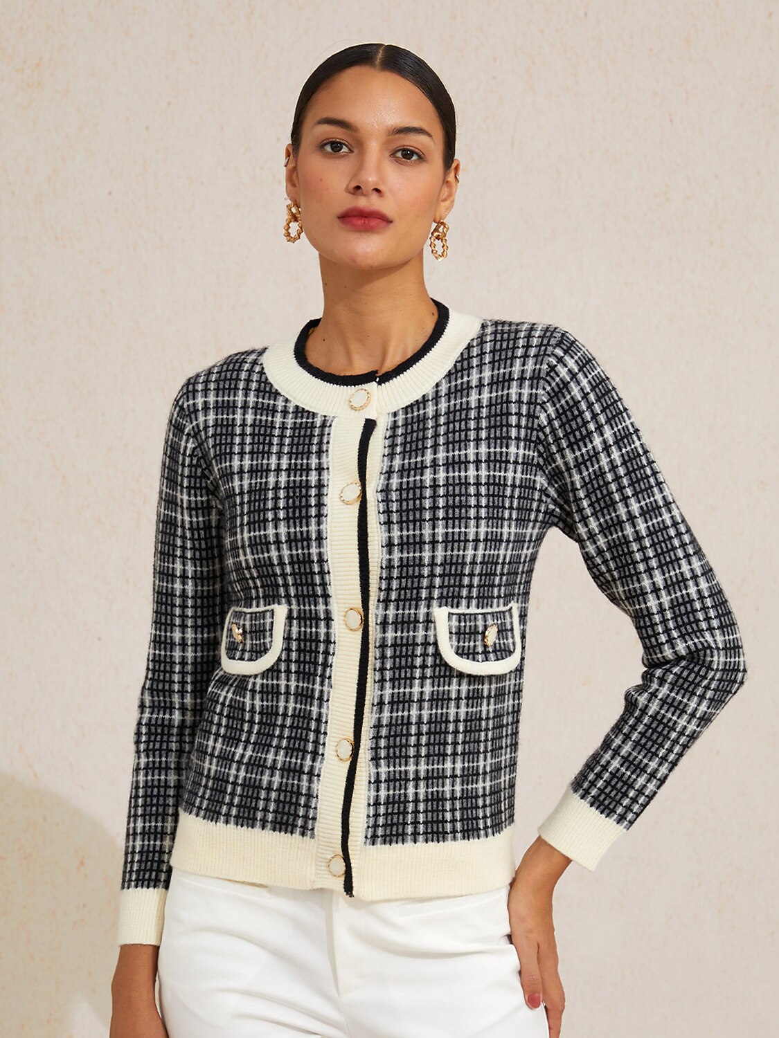 Paris Noir Knit Arctic Fleece Chic Knit Cardigan