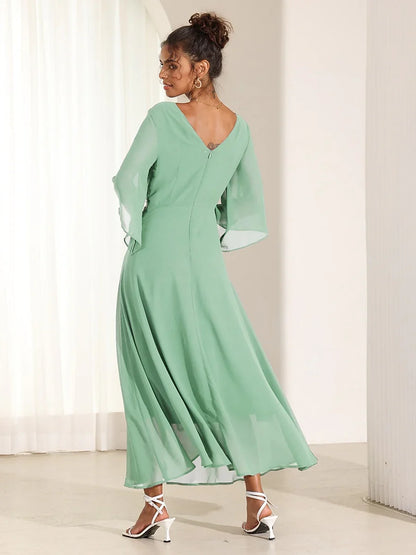 Jungle Butterfly Flowy Chiffon Maxi Dress