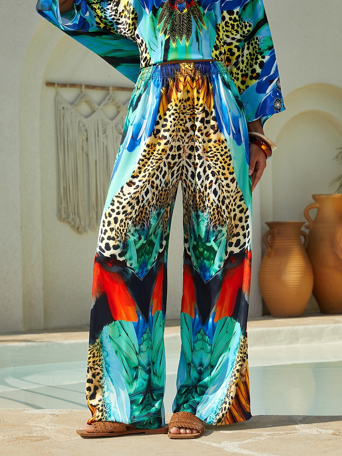 Vintage Jewelry Silky Satin Straight Leg Pants