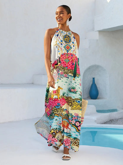 Jungle Wild Party Silky Leopard Maxi Dress