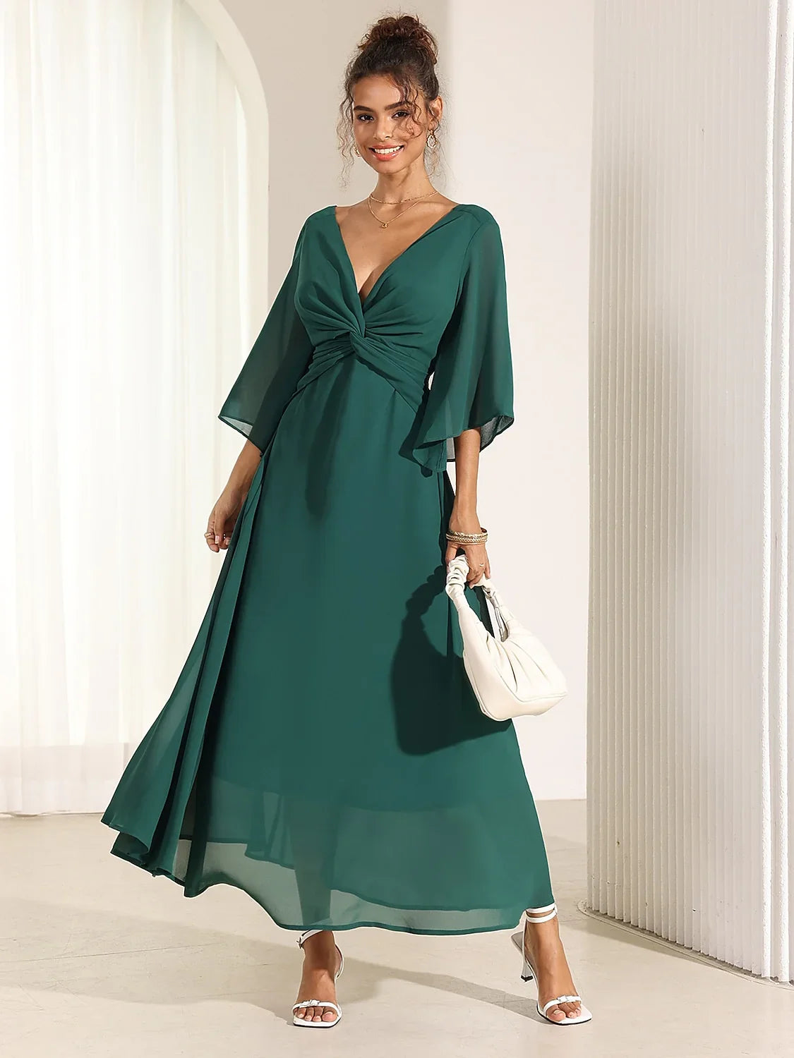 Jungle Butterfly Flowy Chiffon Maxi Dress