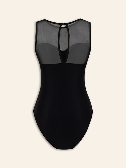 Solid Round Neck Swimsuit