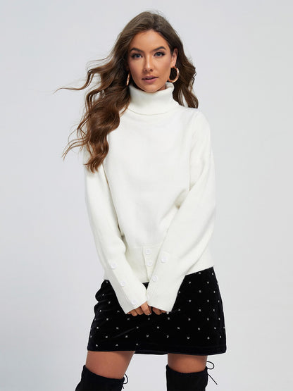 Acrylic Ribbed Knit Turtleneck Sweater Jumper