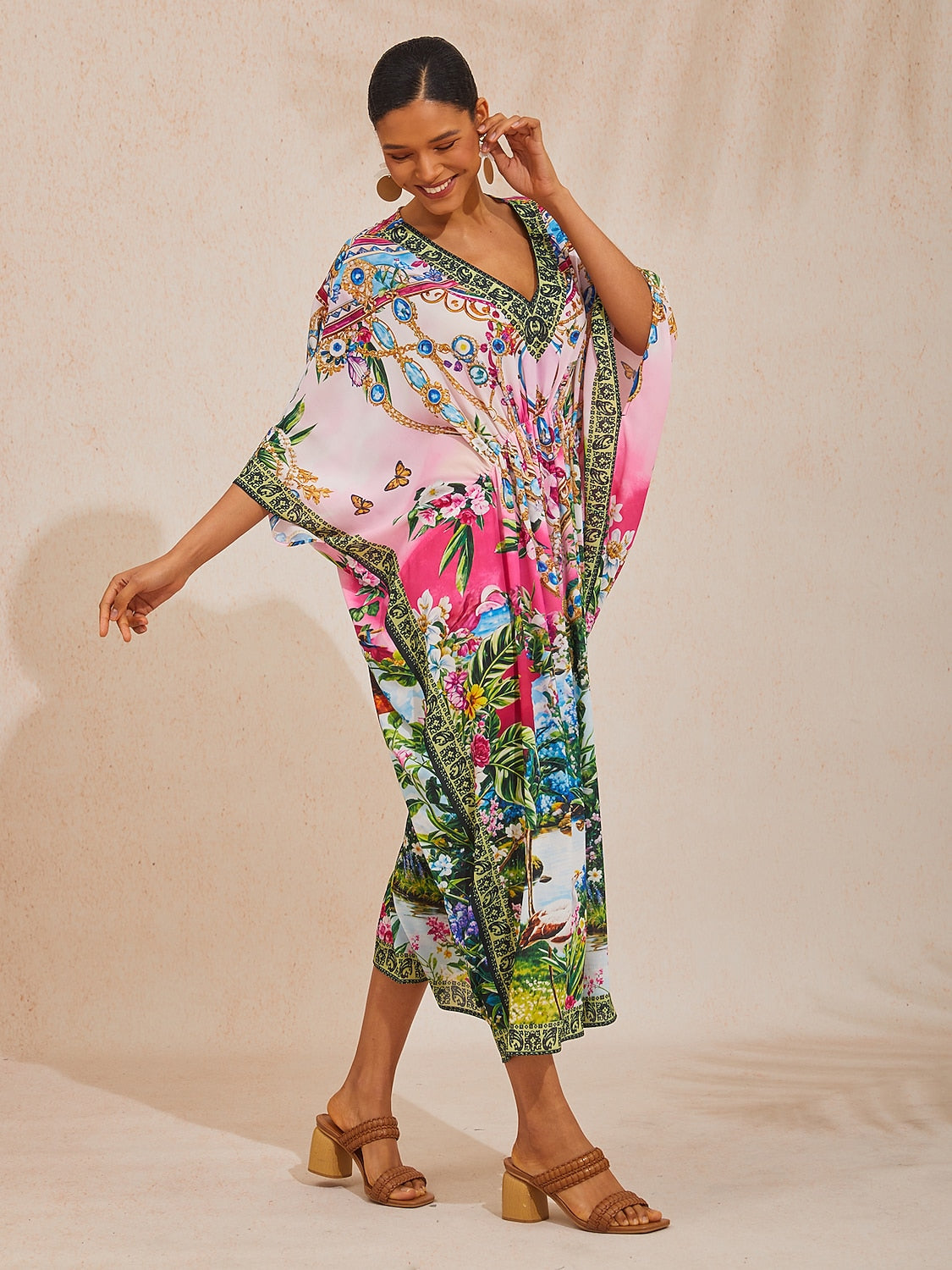 Vintage Jewelry Chiffon Vacation Kaftan