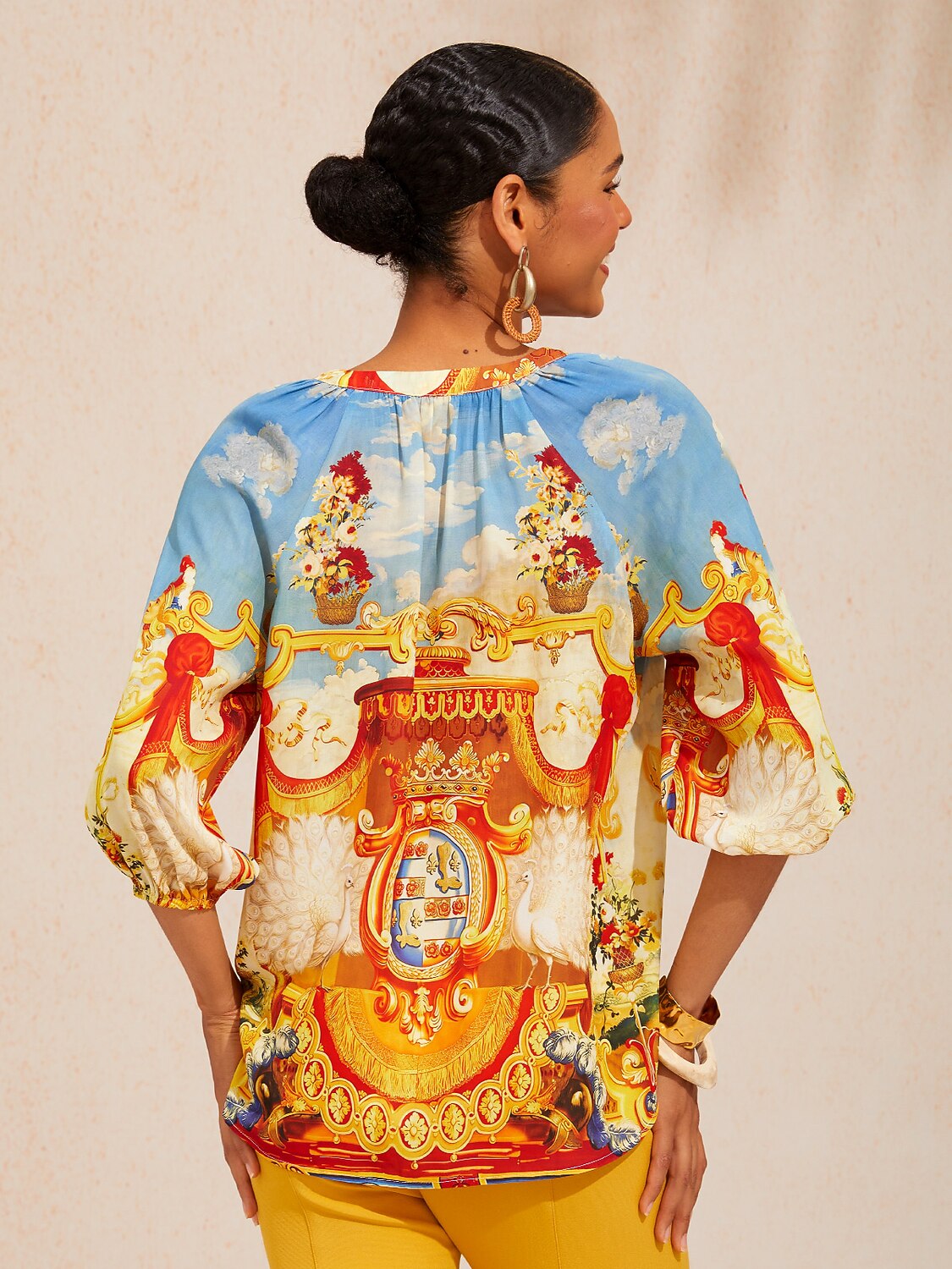 Vintage Baroque Chiffon Raglan Sleeve Top