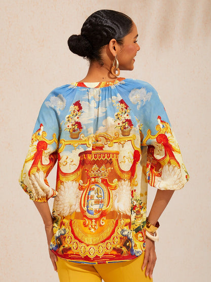 Vintage Baroque Chiffon Raglan Sleeve Top