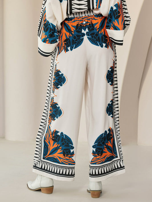 Satin Weite Beinhose Maxi Locker Boho