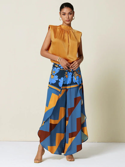 Satin Shimmery High Neck Blouse