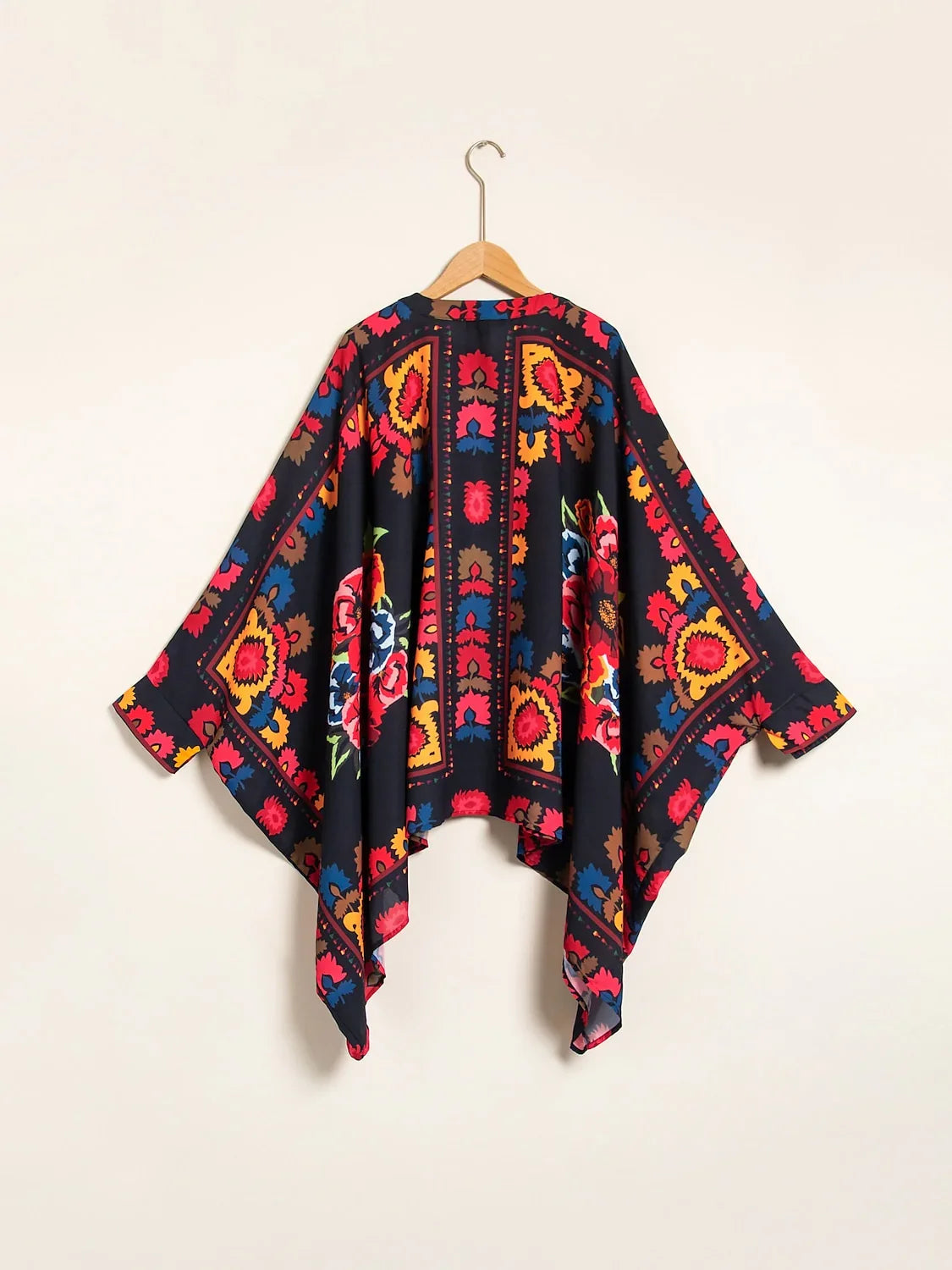 Chiffon Floral Print Lapel Ethnic Style Top