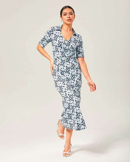 Stretch Waist-Cinching Mermaid Midi Satin Dress