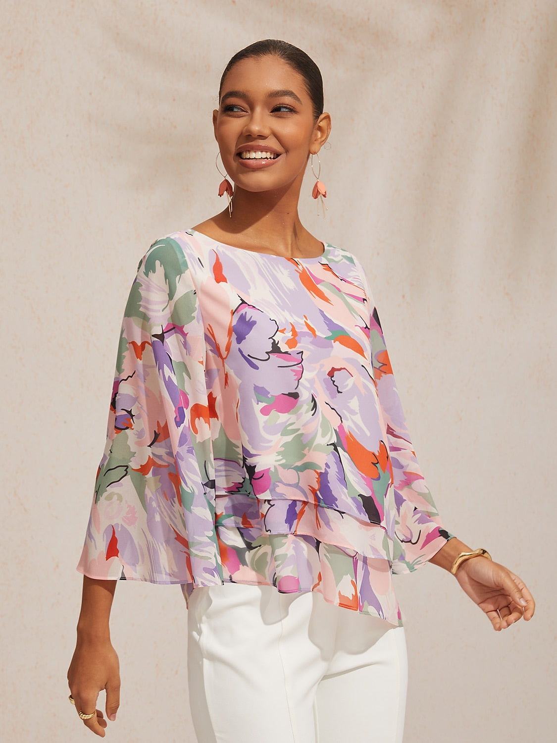 Jungle Butterfly Flowy Chiffon Blouse