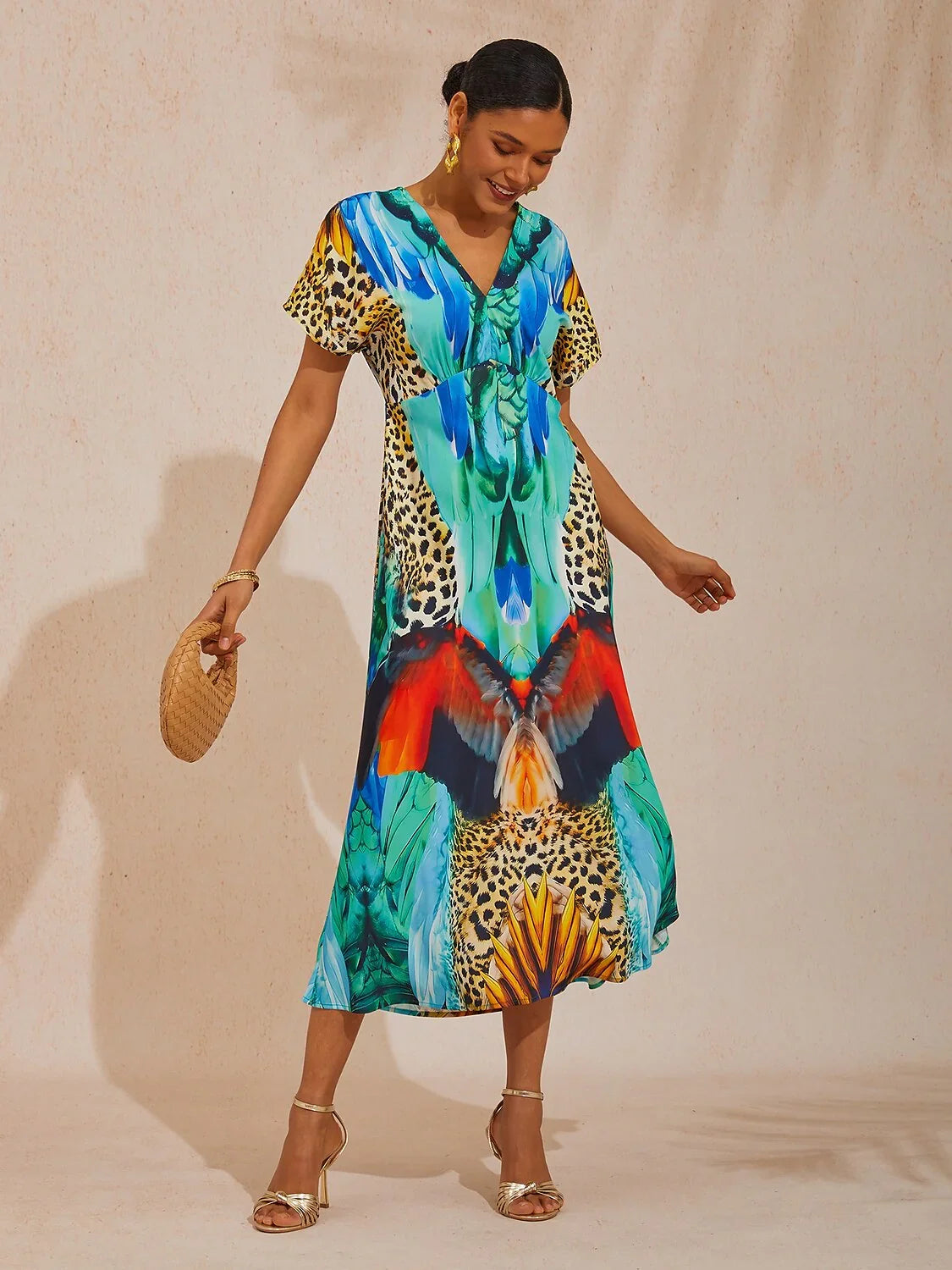 Jungle Wild Party Silky Satin Elegant Maxi Dress