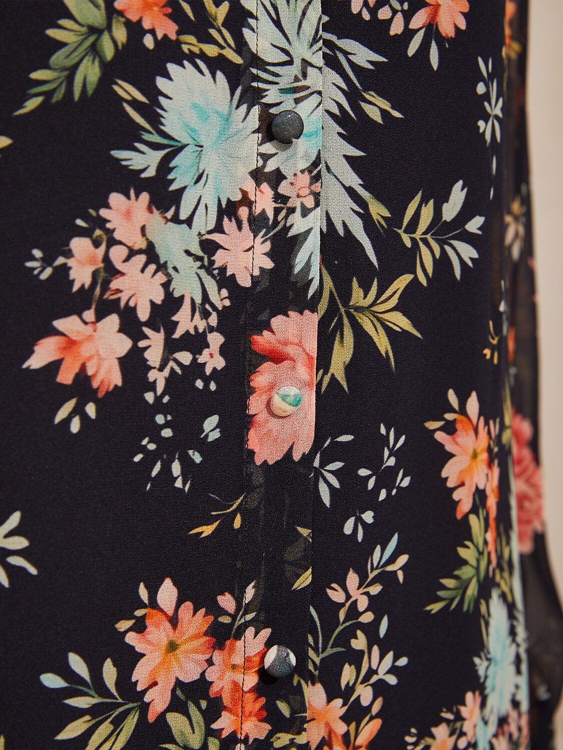 Moonlight Blossom Chiffon Shirt Dress