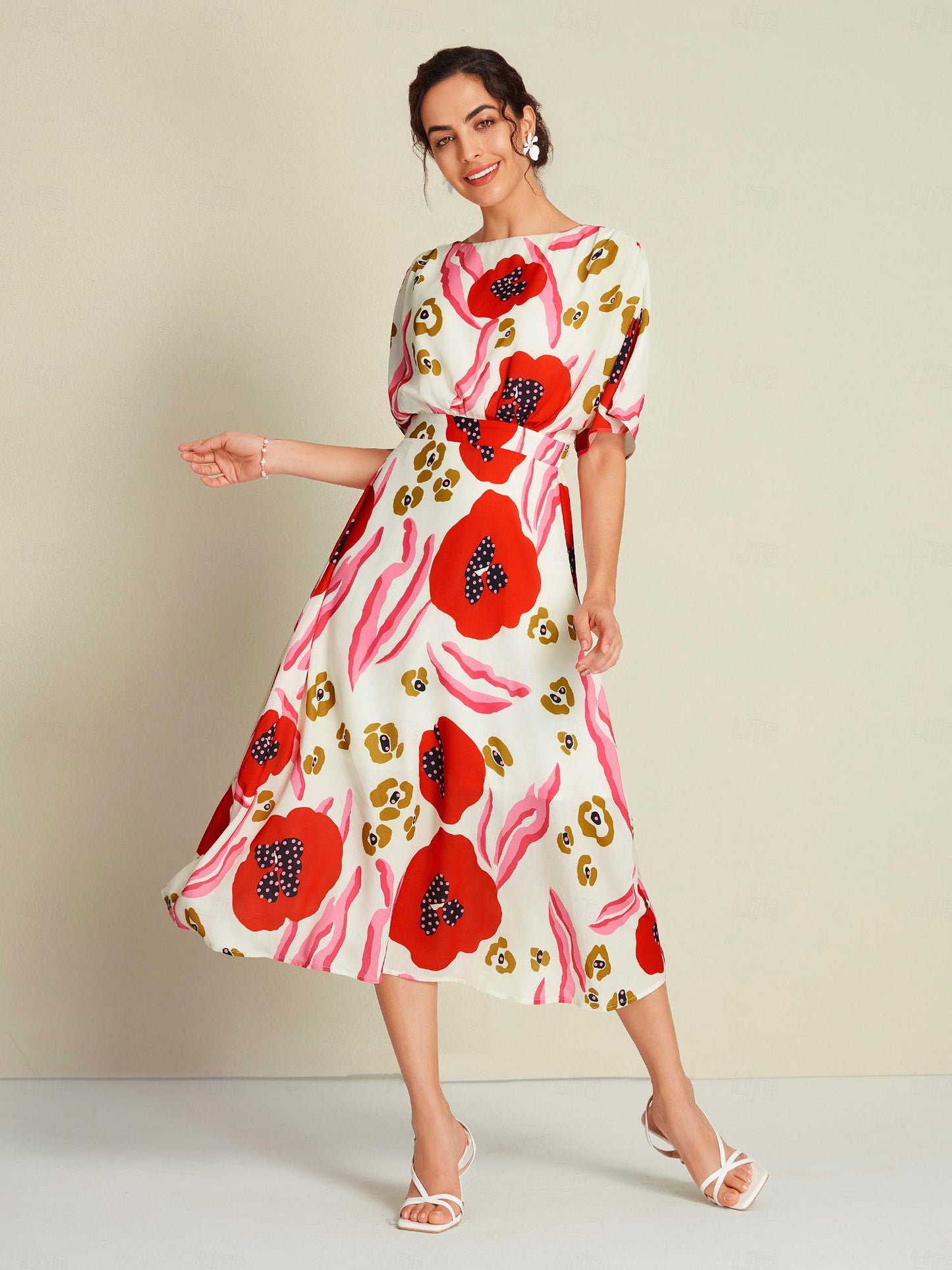 Santorini Summer Chiffon Elastic Waist Maxi Dress