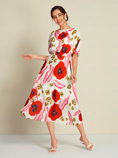 Santorini Summer Chiffon Elastic Waist Maxi Dress