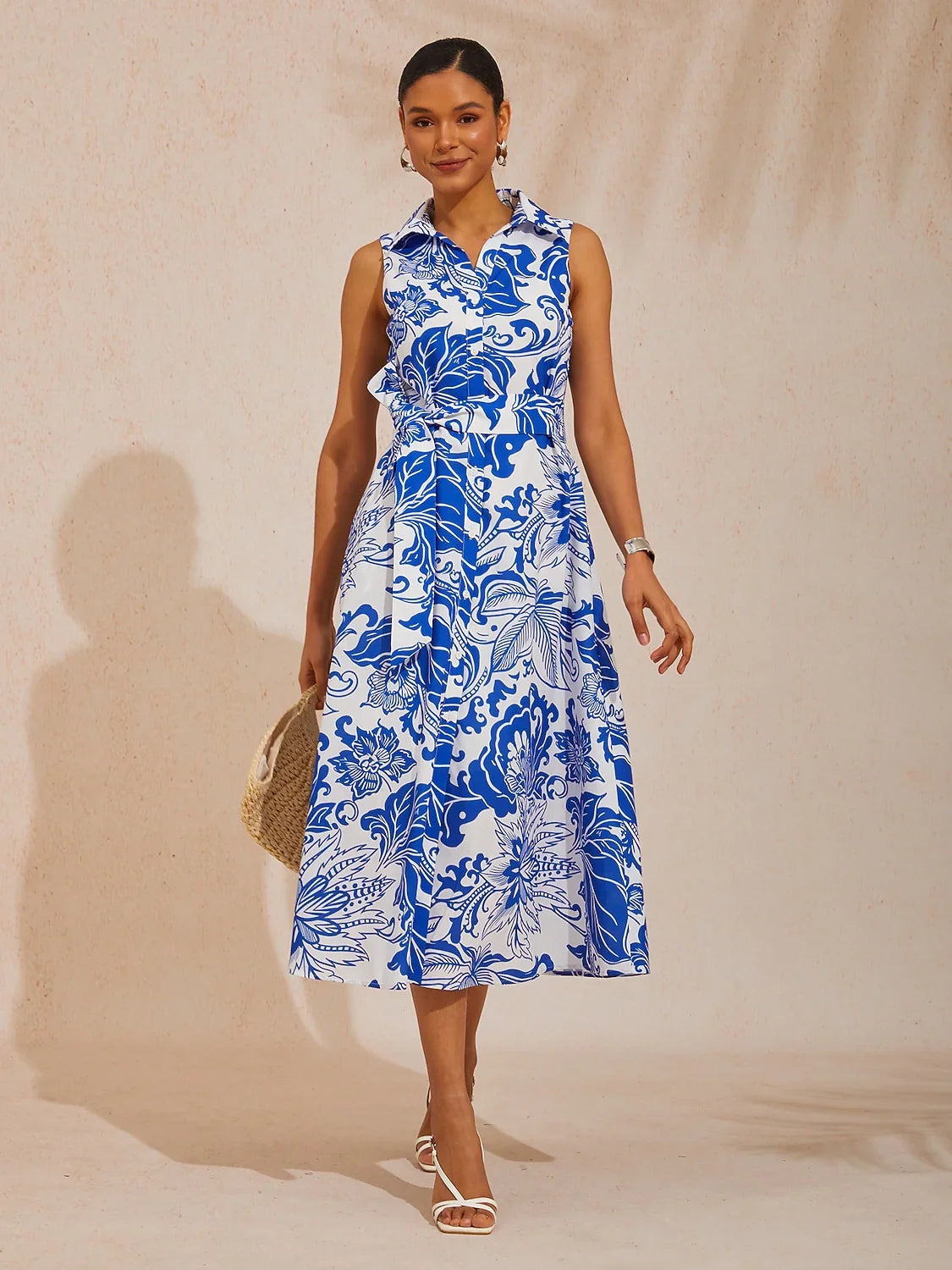 St Barth Blooms Airy Linen Look Shirt Dress