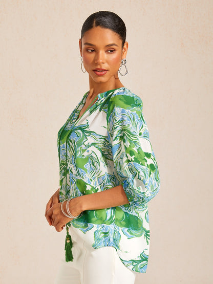 Vintage Baroque Chiffon Raglan Sleeve Blouse