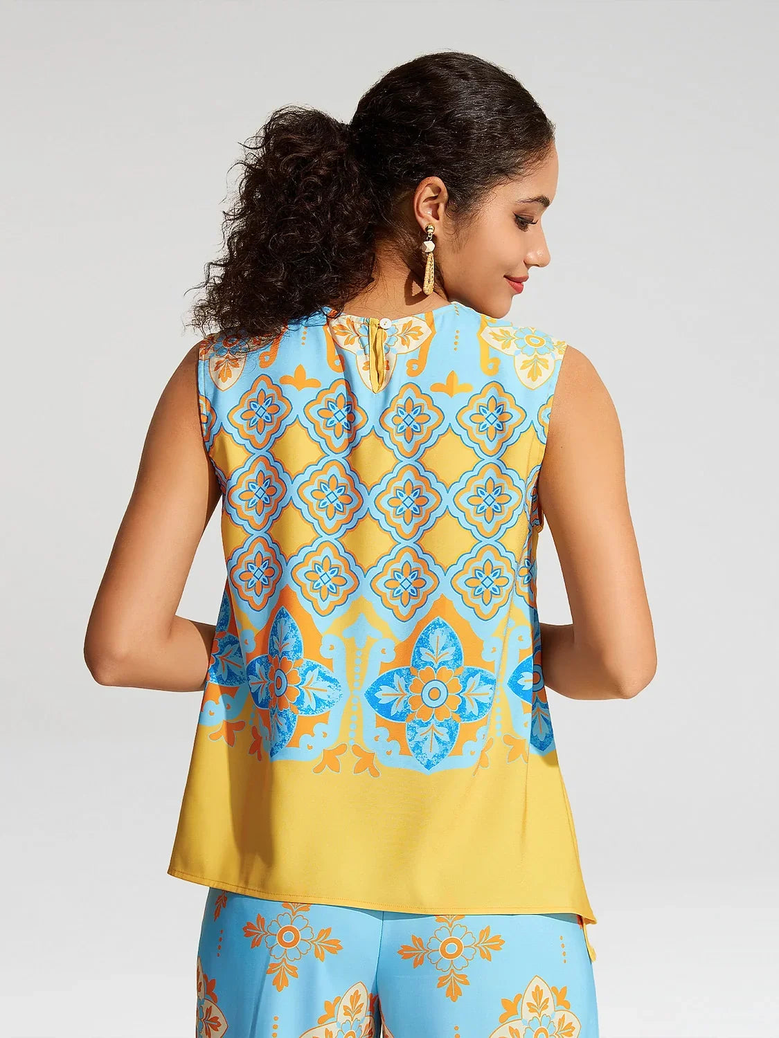 Camisole Satin Ethnic Print Boho Tank Top