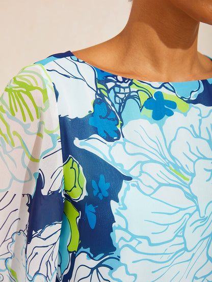 Pastel Wash Peony Layered Chiffon Blouse