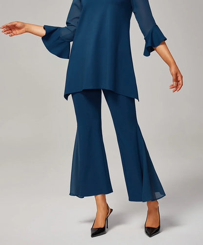 Pantalon Noir Taille Haute Pantalon Léger en Mousseline