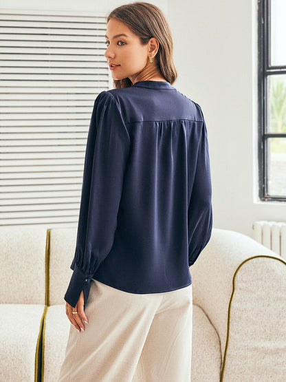 Vacation Silky Satin Simple Blouse