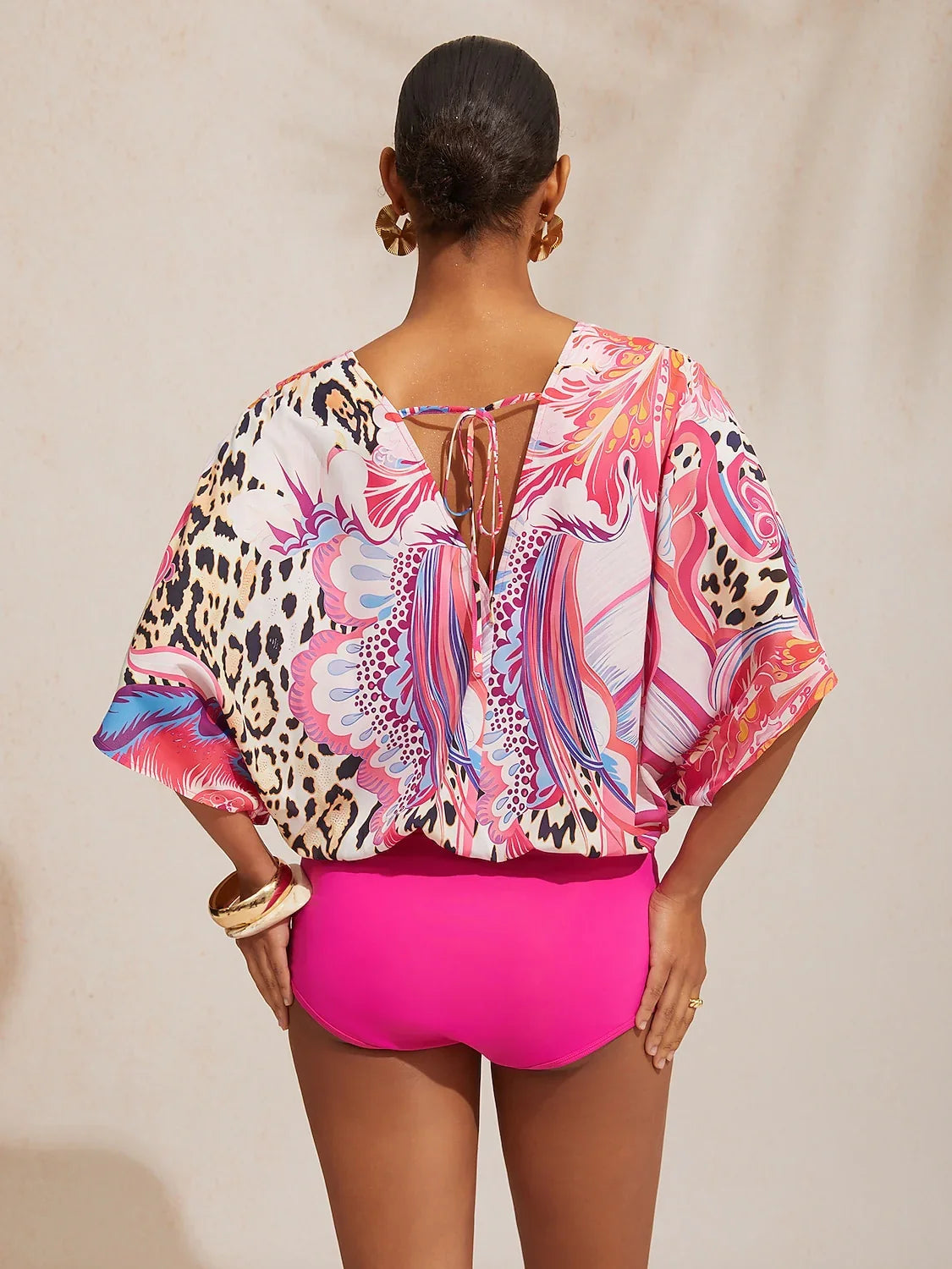 Vacation Paisley Pattern Stretch Spliced Chiffon One Piece Swimsuit