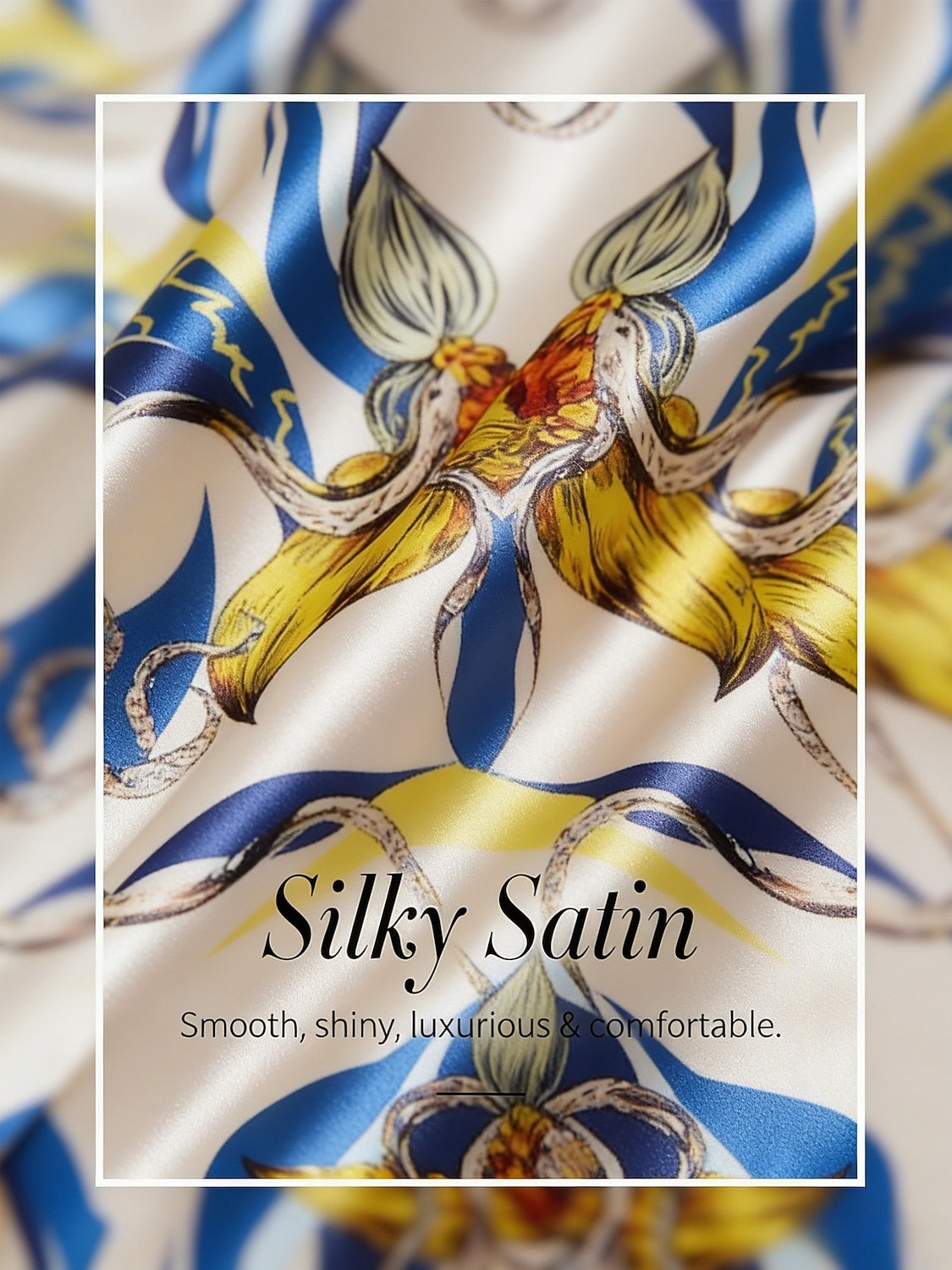Mallorca Blossom Silky Satin Straight Shirt Dress